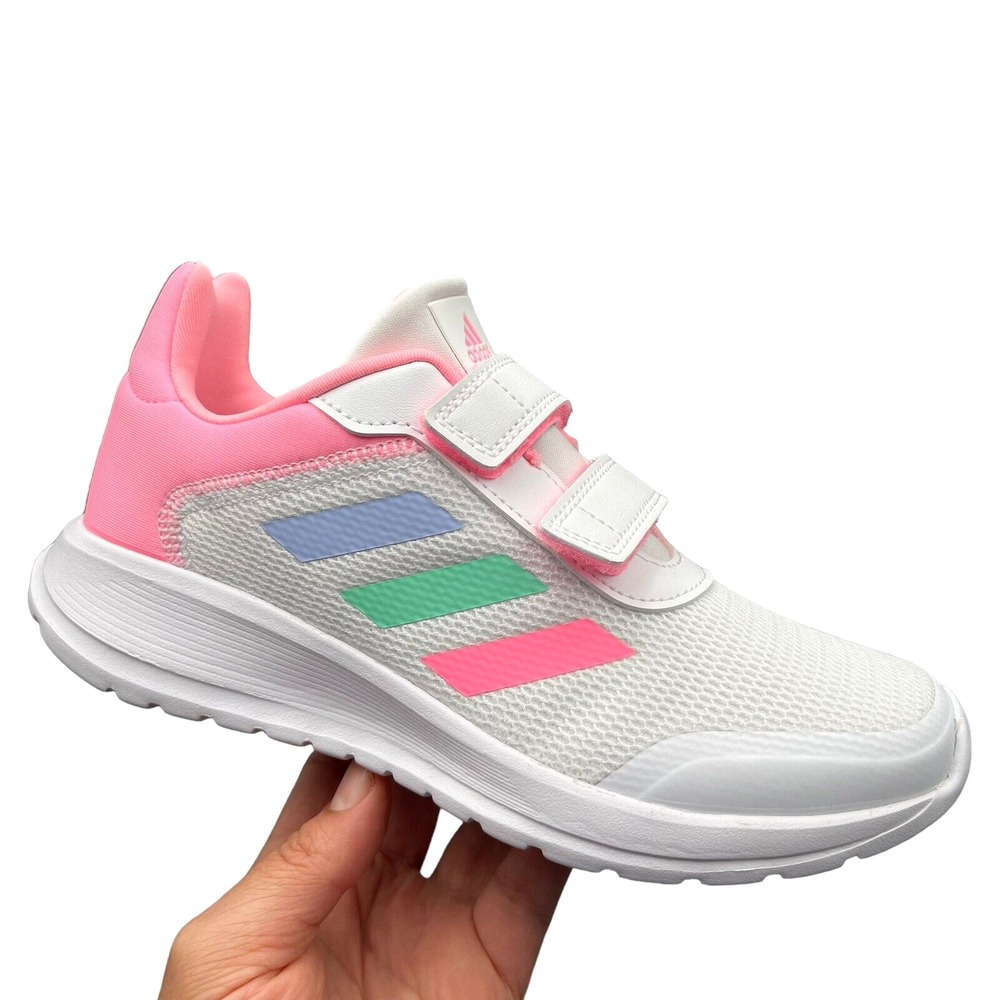 Adidas Youth Girls Running Shoes Size 3 White Multi Lightweight Comfort Sneakers
